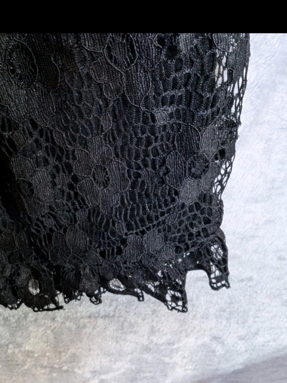 Black Lace Ruffled Mini Dress - Picture 6 of 7